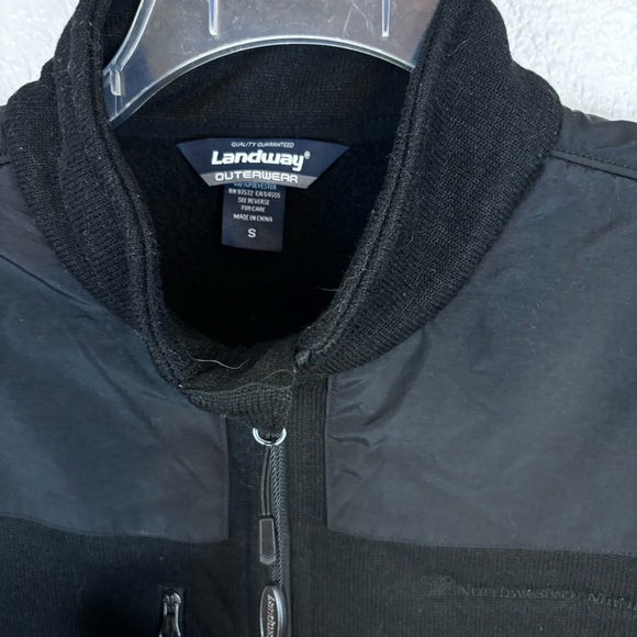 Landway Capitan Sweater-Knit Fleece Jacket Nylon Trim Black NWT Small Chest Logo - Picture 9 of 10